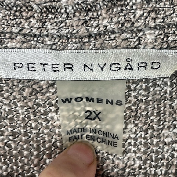 PETER NYGARD Cardigan 2X Tan Rolled Cap Sleeve Sweater Shawl Collar - Picture 4 of 16